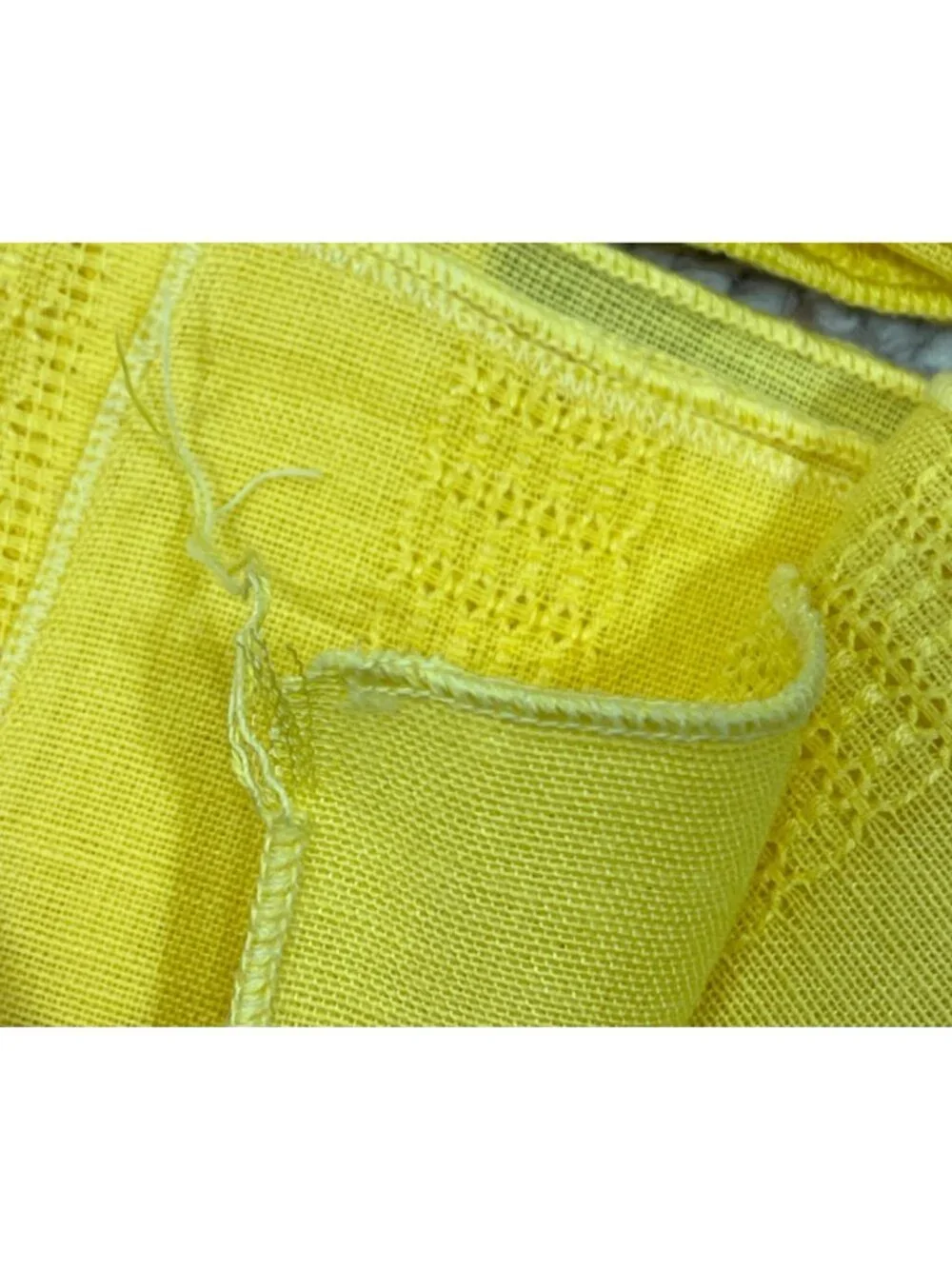 VTG Linen Cloth Napkins Set of 12 Butter Yellow (READ) 16